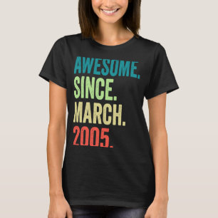 18 jaar oude Vintage maart 2005 18e verjaardag T-shirt