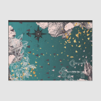 18 lbs donkerpapier Blauwgroen ombré florale ontko Tissuepapier