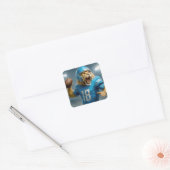 #18 Lion Football Speler Vierkante Sticker (Envelop)