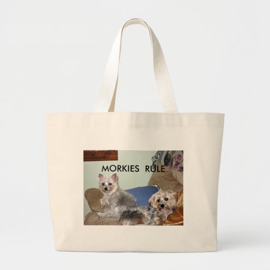 18 MAART 2008 009_edited, MORKIES RULE Grote Tote Bag (Voorkant)