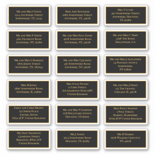 18 Naam individuele ontvanger: Gold Black Sticker (Voorkant)