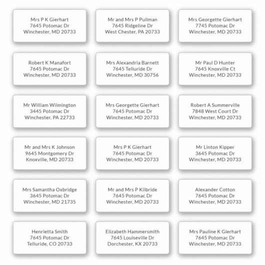 18 Naam ontvanger VerzendAdresetiketten Sticker (Voorkant)