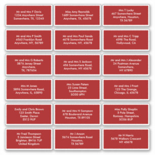 18 namen van individuele ontvangers adressen rood sticker
