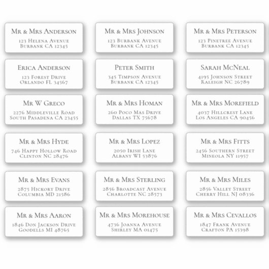 18 Nom individuel Étiquettes de adresse (Devant)