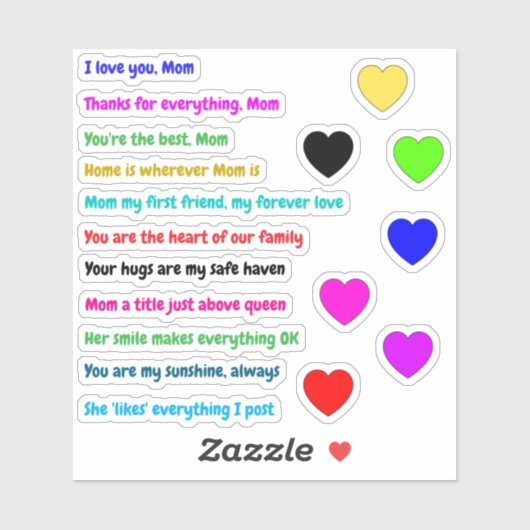 18 PCS - Stickers de message d'amour pour les mama (Feuille)