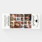 18 Photo Collage Afstuderen Modern Minimal White Spandoek (Horizontaal)
