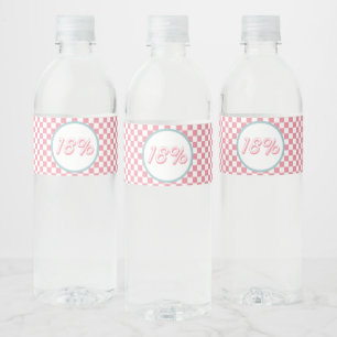 18 procent Groovy Pink Check 18e verjaardag Waterfles Etiket