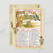 18 september 1884 Almanac. Weegschaal, de balans Briefkaart (Voorkant / Achterkant)