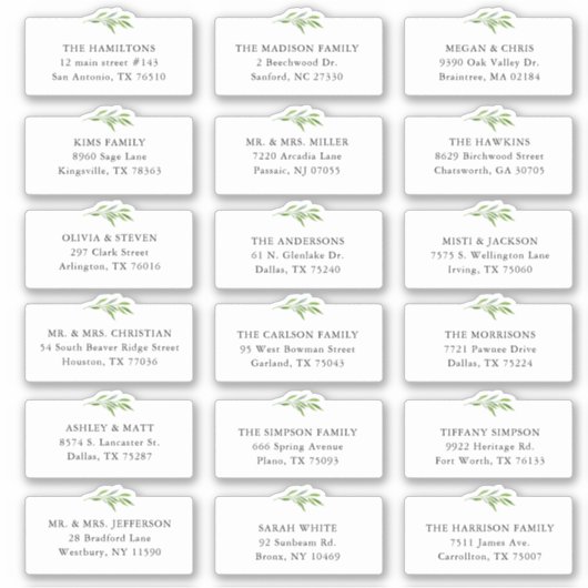 18 Sticker d'adresse de livraison Mariage de verdu (Devant)