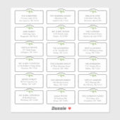 18 Sticker d'adresse de livraison Mariage de verdu (Feuille)