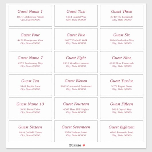 18 Sticker Étiquette de adresse blanc Bourgogne (Feuille)