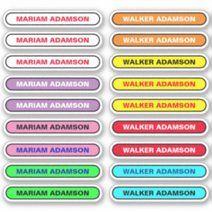 18 Stickers de nom coloré pour les objets pour enf