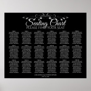 18 Tabel Elegant Black Wedding Seating Chart Poster