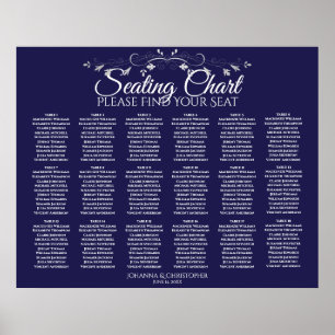 18 Tabel Elegant marineblauw bruiloft Poster