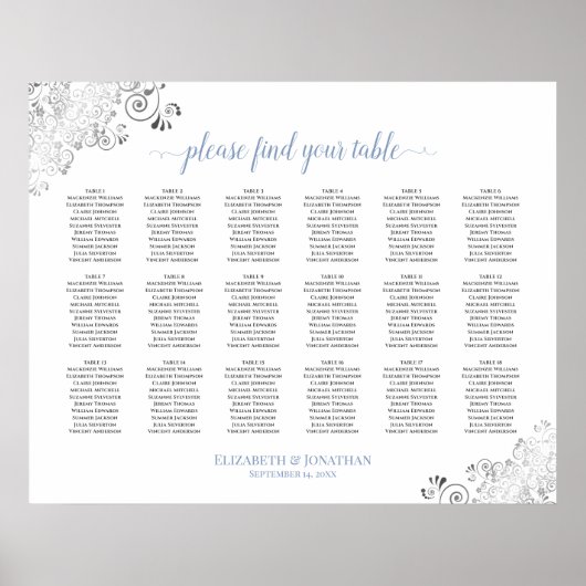 18 Tableau Frilly Blanc Mariage Plat Bleu (Devant)