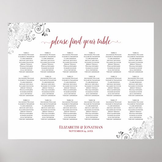 18 Tableau Frilly Blanc Mariage Plat Rouge (Devant)