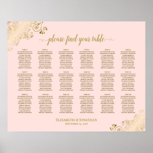 18 Tableau Mariage Plat Rose & Or