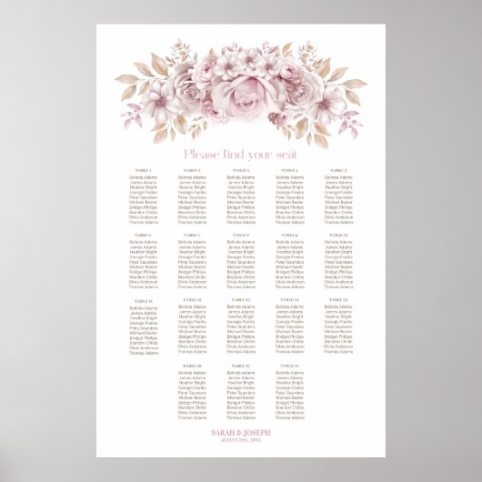 18 Tableau Mariage rose floral (Devant)