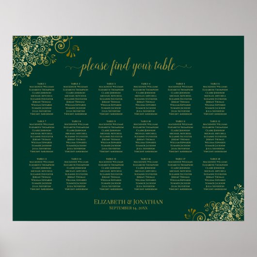 18 Tableau Mariage Siège Emerald Green Gold (Devant)