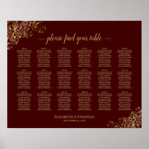 18 Tafel - bruiloft - spreidingskaart Auburn & Lac Poster