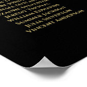 18 Tafel Gold Sparkles Black Wedding Seating Chart Poster (Hoek)