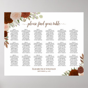 18 Tafel - herfst Roos - bruiloft Poster