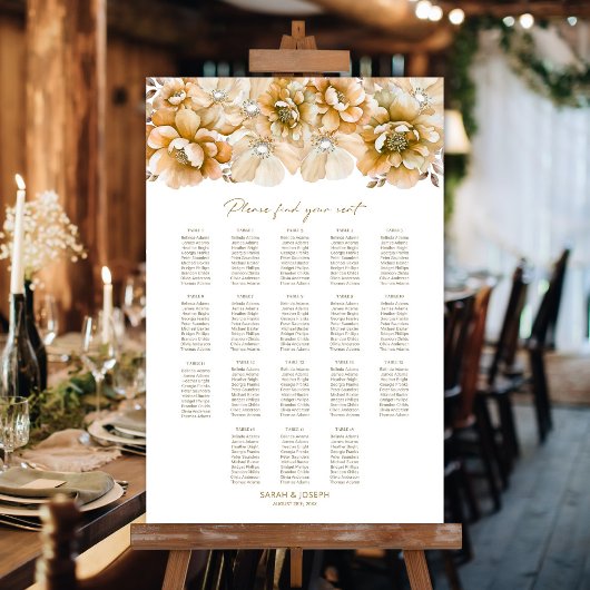 18 Tafel Sinaasappel Bloemen Trouwstoel Grafiek Poster