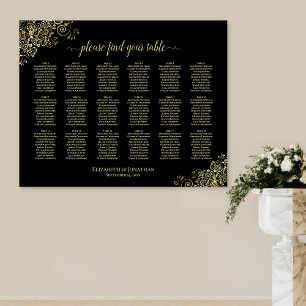 18 Tafel-weddenschapskaart (zwart & goudvriendjes) Poster