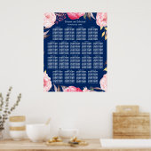 18 Tafels Roze Bloemen Krans Trouwstoel Zitting Gr Poster (Keuken)