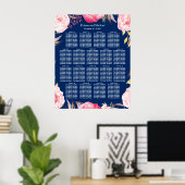 18 Tafels Roze Bloemen Krans Trouwstoel Zitting Gr Poster (Thuiskantoor)