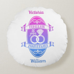 18 traditionele Porseleinen 18e trouwdag Rond Kussen