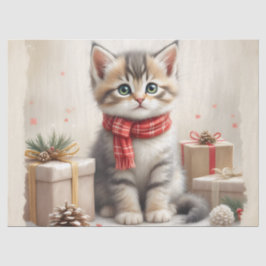 18# Weefselpapier Kerst Kat Tissuepapier