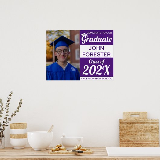 18" x 24" Photo Graduation Purple Paper Poster (Cuisine)