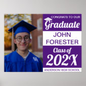 18" x 24" Photo Graduation Purple Paper Poster (Devant)
