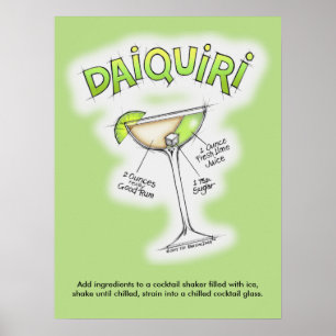 18" X 24" POSTER - DAIQUIRI RECEPT COCKTAIL KUNST