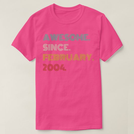 18 Years Old Awesome Since February 2004 18th Birt T-shirt (Design voorkant)