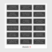 18 Zwart gastadres Verzendadres Sticker (Vel)