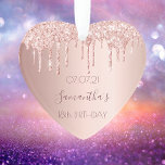 18e 18 anniversaire décoration de fête parties sci<br><div class="desc">Un ornement pour un 18ème anniversaire girly et glamour. Un arrière - plan d'or faux rose avec une élégante parties scintillant d'or faux rose gouttes, peinture goutte à goutte. Le texte : Le nom est écrit en or rose foncé avec un grand script de style à la main moderne. Tempérer...</div>