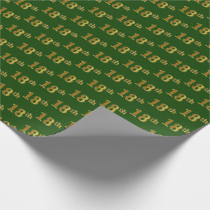 18e (achttiende) gebeurtenis groen Faux Gold Cadeaupapier