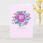 18e anniversaire avec Fleurs et Carte Pois (Fleur jaune)