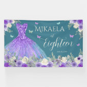 18e anniversaire Bannière florale violette (Horizontal)