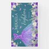 18e anniversaire Bannière florale violette (Verticale)