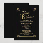18e anniversaire Black and Gold Party Invitation (Devant / Derrière)