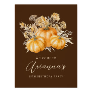 18e anniversaire Citrouille Rustic Automne Affiche