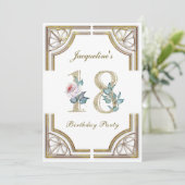 18e Anniversaire d'or Elégant Invitation fête d'an (Debout devant)