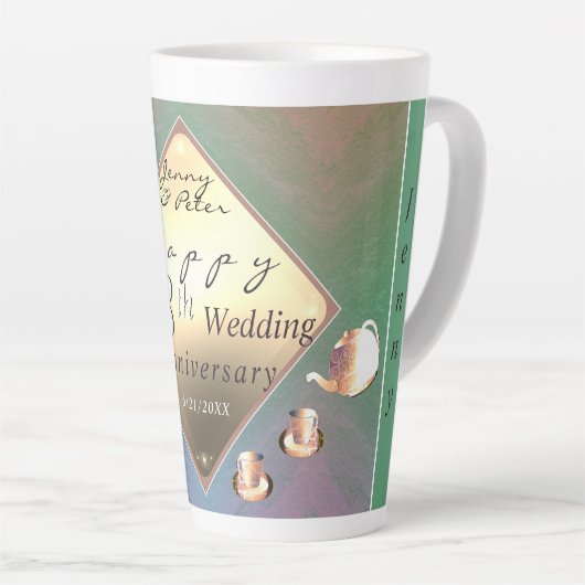 18e anniversaire du Mariage Acquamarine Latte Mug (Angle droit)