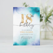 18e anniversaire Eau turquoise invitation or (Debout devant)