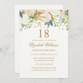 18e anniversaire Elégant or Floral Invitation (Devant / Derrière)