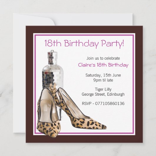 18e anniversaire fête Chaussures Invitation (Devant)