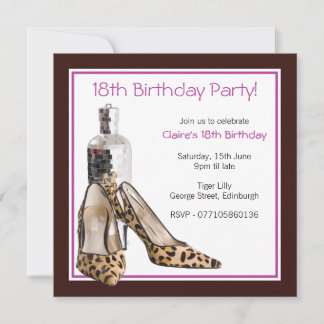 18e anniversaire fête Chaussures Invitation